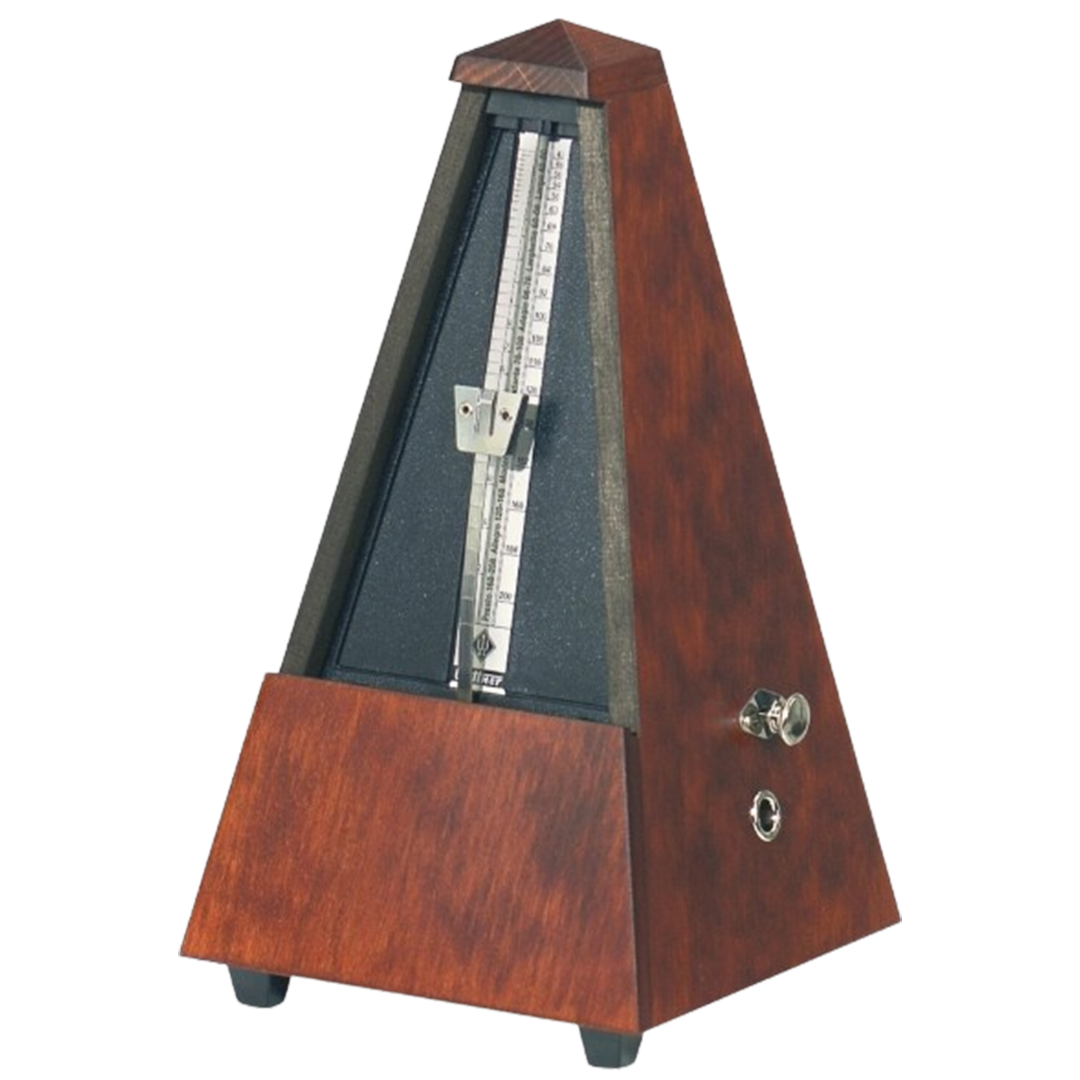 Close-up of the Wittner 811M metronome's precision mechanics, ideal for guitarists in search of the best metronome for enhancing their musical tempo.