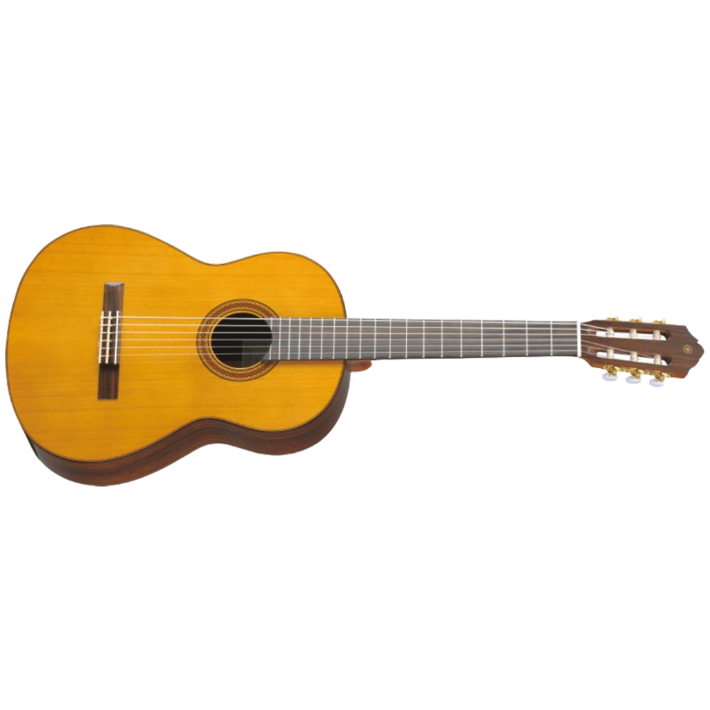 The Yamaha CG182C classical guitar, with its rosewood back and sides, is an excellent choice for beginners seeking a rich sound and elegant look.