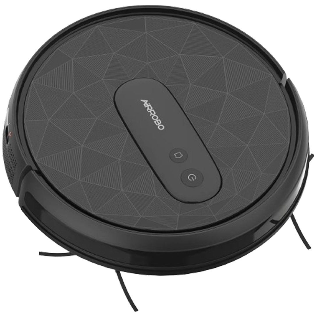 A top-down view of the AirRobo P20 robot vacuum, featuring a geometric top design and simple control interface, perfect for budget-minded individuals needing precise mapping.
