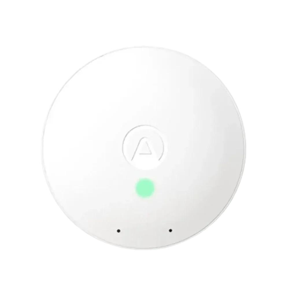 A simplistic and modern Airthings 292 Wave Mini monitor, ideal for detecting mold and monitoring indoor air quality with a single LED indicator.