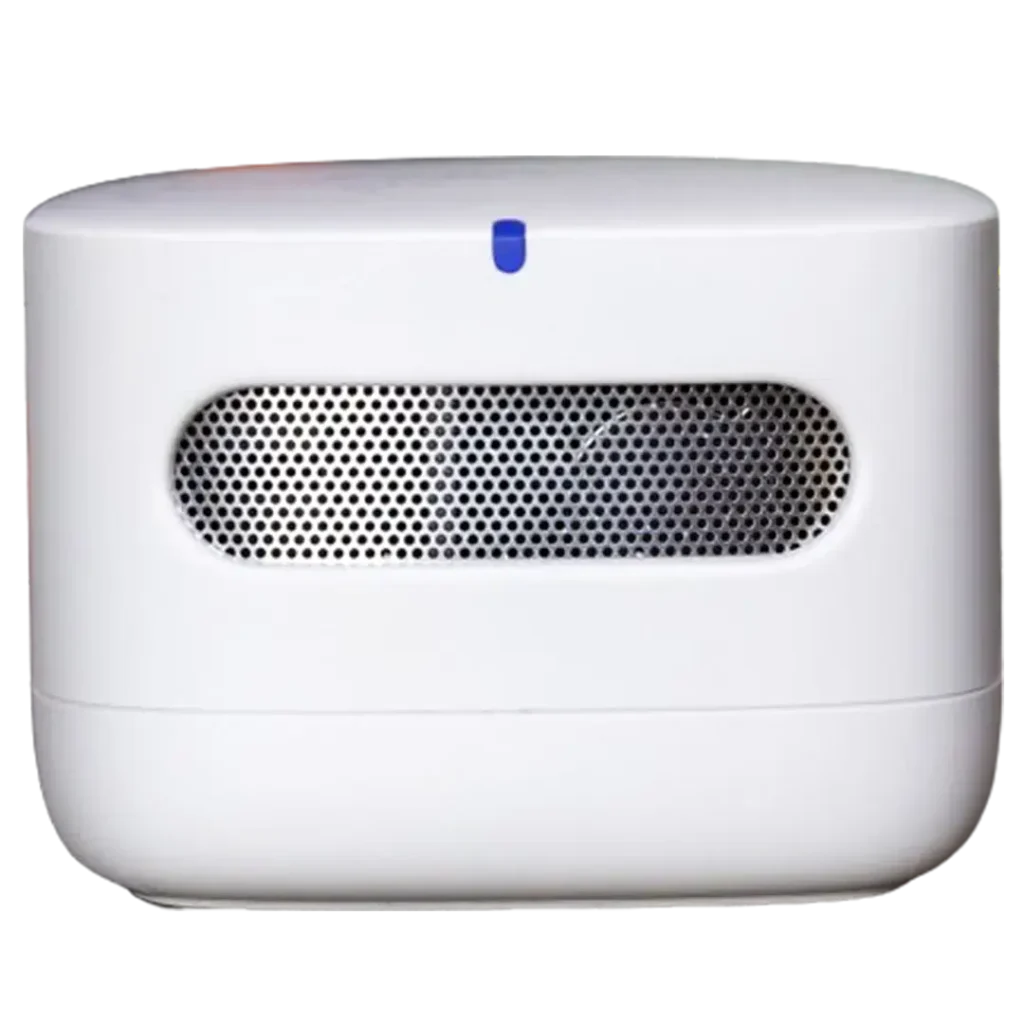 A discreet Amazon Smart Air Quality Monitor, designed to provide real-time air quality updates, suitable for mold detection in indoor environments.