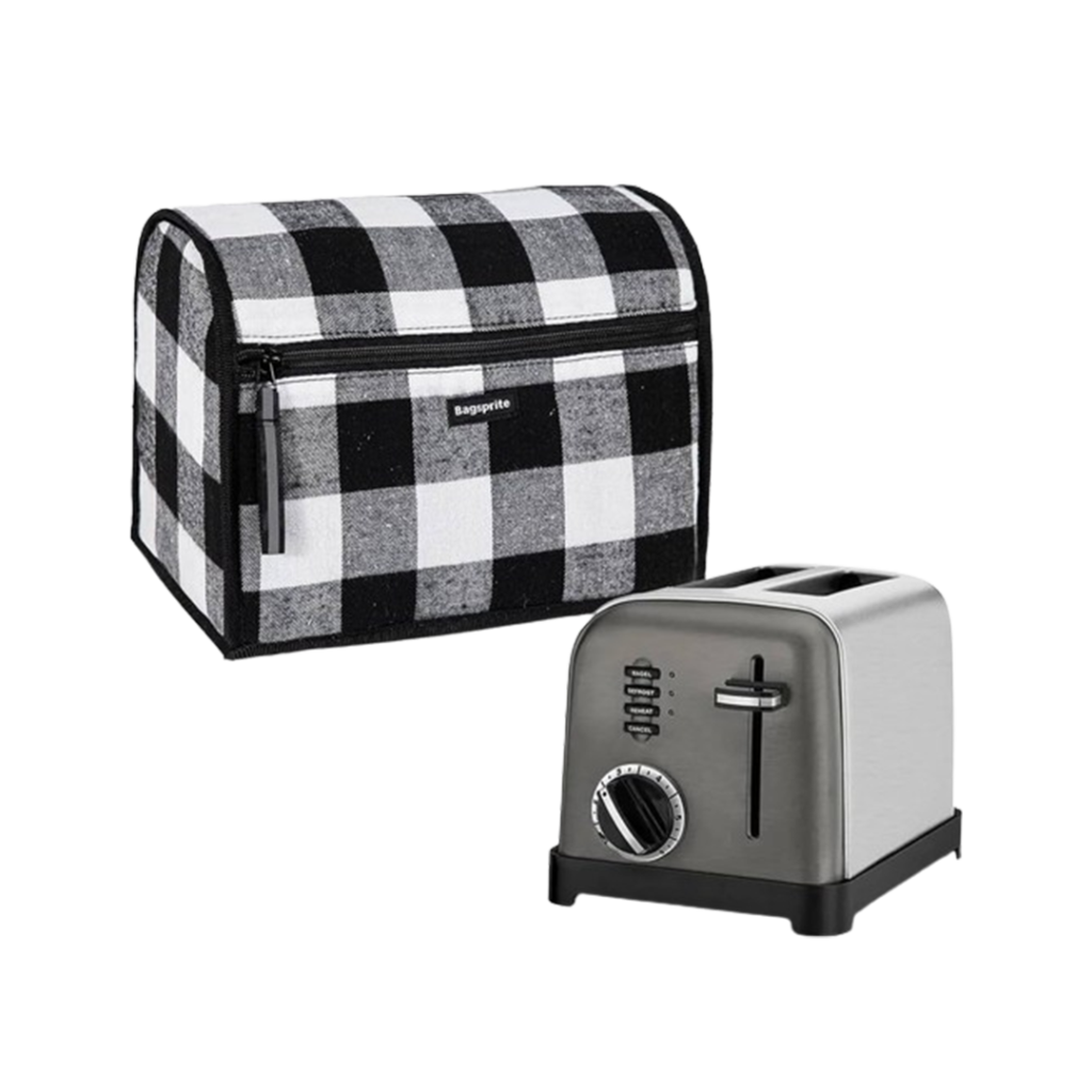 The BagSprite toaster in a classic checkered design presents a balance of style and functionality, offering a budget-friendly choice for the best cheapest toaster.