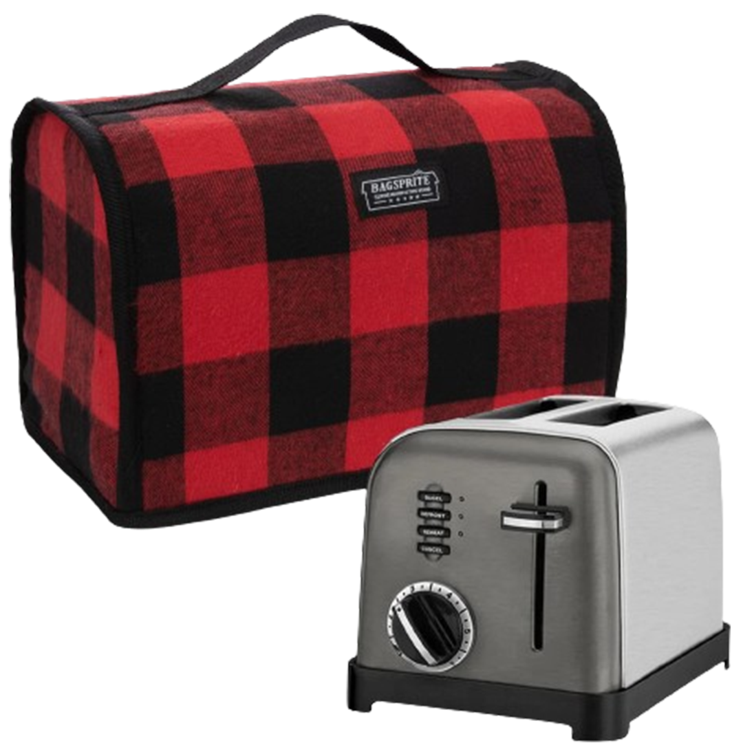 Embrace the warmth of a homely kitchen with BagSprite's red plaid toaster, combining a welcoming design with the value of the best cheapest toaster on the market.