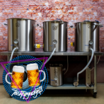 A selection of the best electric beer brewing systems displayed against a brick backdrop, highlighting the variety and quality available to brewers.