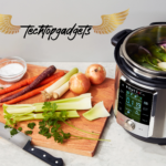 Unleash the potential of home canning with the Instant Pot Max, the best electric pressure cooker for canning, featured alongside fresh ingredients for a nutritious broth.