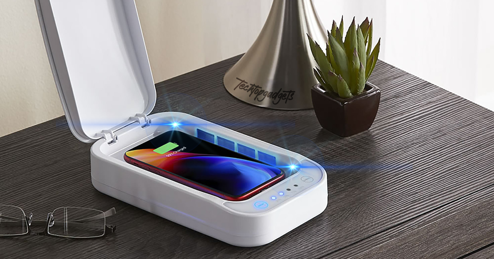 The PhoneSoap Pro shines as the best phone sanitizer, elegantly designed to keep your devices free from germs in a home setting.