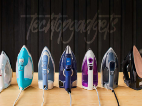 A collection of the best quilting steam irons lined up, demonstrating a variety of brands and models catering to all quilting needs.