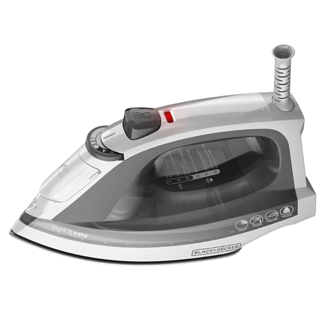 BLACK+DECKER IR1020S, one of the best steam irons for quilting, featuring a precision tip for easier maneuvering around patterns and seams.