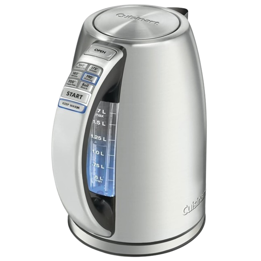 Cuisinart's CPK-17 PerfecTemp kettle excels as the best kettle for those who enjoy electric tea brewing, equipped with temperature control for a perfect steep every time.