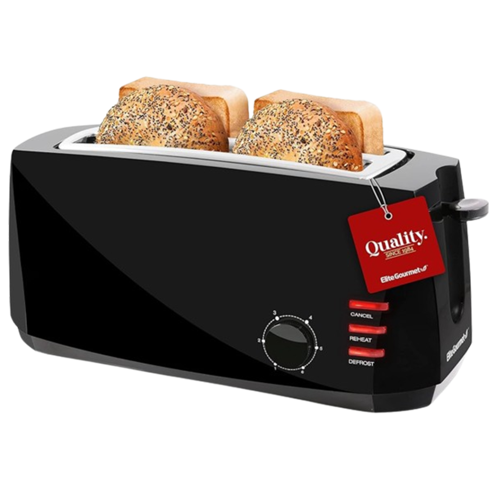 The Elite Gourmet ECT-4829B toaster in black offers a sleek design and efficient toasting, solidifying its status as the best cheapest toaster for savvy shoppers.