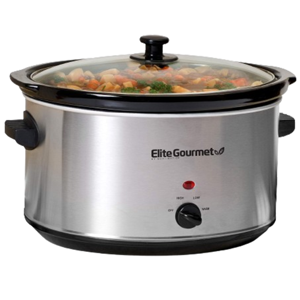 Elite Gourmet's best quart slow cooker is designed for convenience and style, complete with a simplistic knob control and a durable exterior.