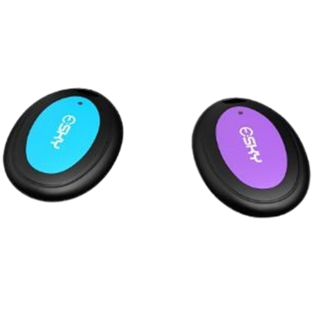 Two Esky key finders in vibrant blue and purple, designed as the best key finder for elderly users who need extra support in locating their keys.