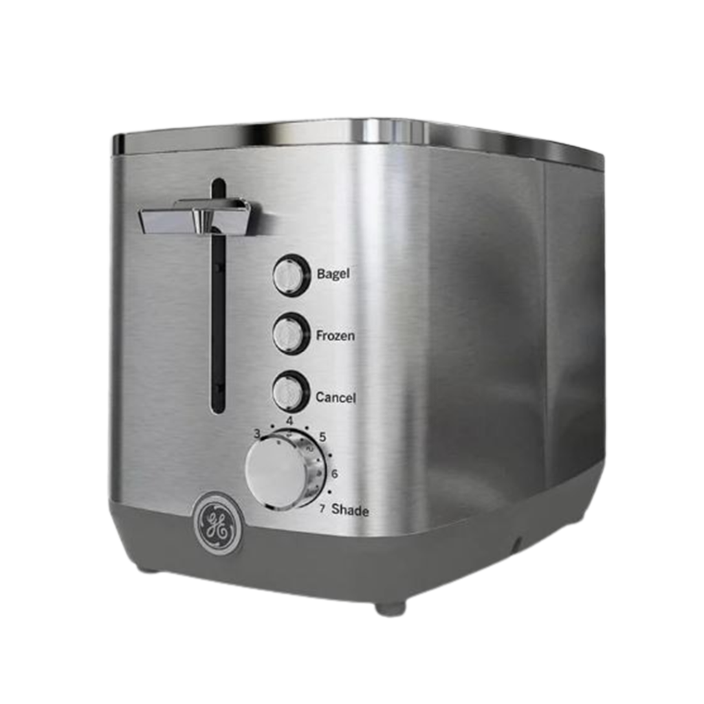The GE Steel Toaster 2-Slice Toaster offers a sleek design and precise browning control, making it the best affordable toaster for contemporary homes.