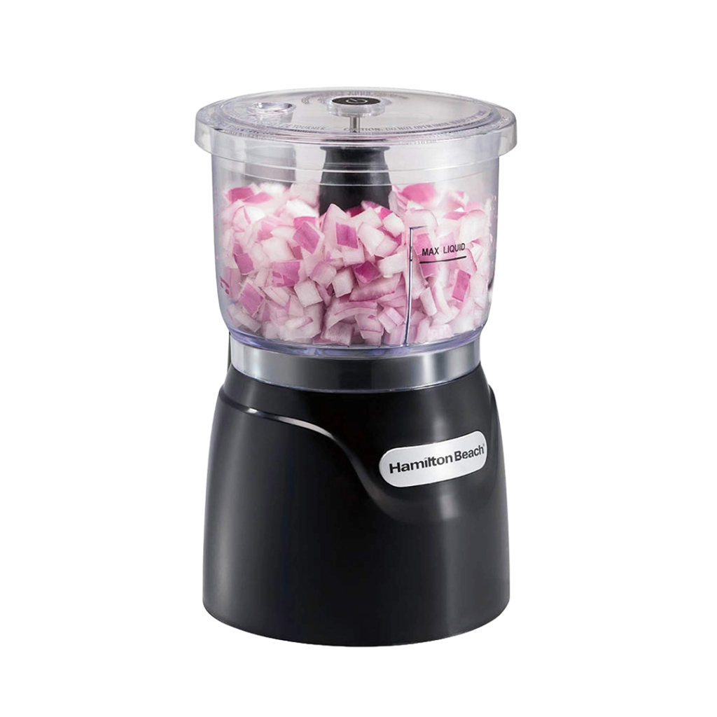 The compact Hamilton Beach Mini Food Processor is perfect for small batches of salsa, providing quick and even chopping.