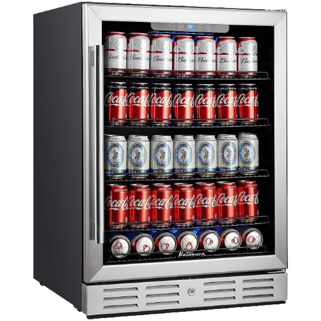 Showcasing the impressive capacity and LED lighting of the Kalamera 24-inch Refrigerator, an ideal choice for the best freezerless refrigerator in its class.