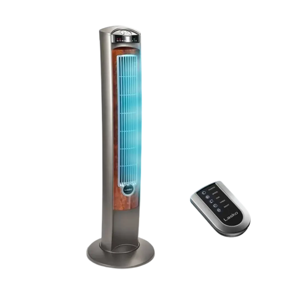 The Lasko Tower Fan provides efficient cooling with a slim, vertical build, qualifying as one of the best affordable portable air conditioners on the market.