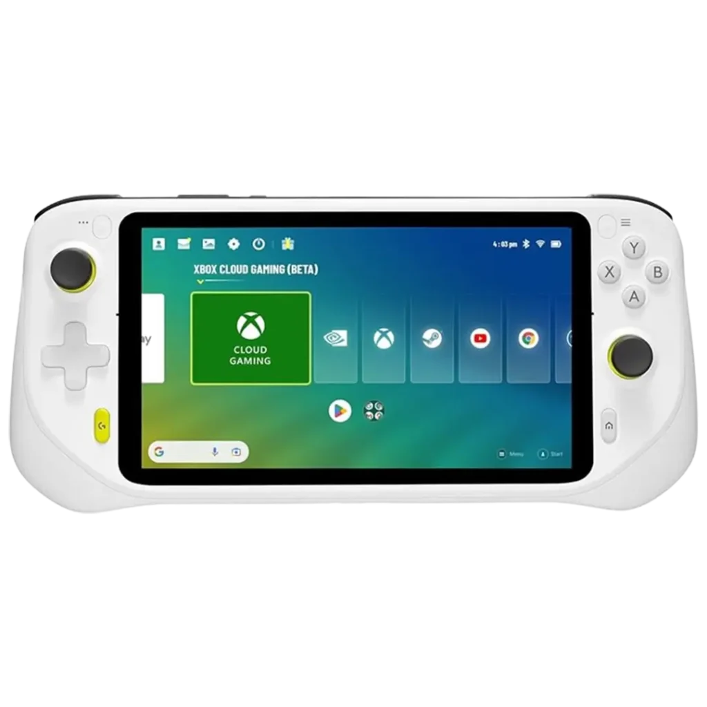 The Logitech G Cloud Handheld console displayed on a white background, considered one of the best gaming consoles for beginners due to its user-friendly design.