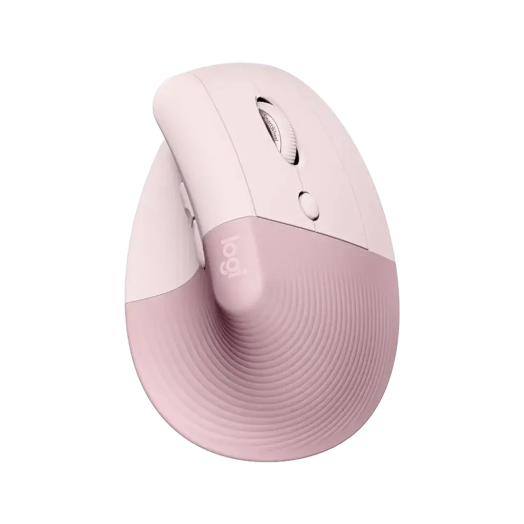 The Logitech Lift Vertical ergonomic mouse in a soft rose finish provides a comfortable, natural hand position. Its stylish design and health-conscious ergonomics make it a strong candidate for the best Logitech mouse for work, particularly for those who appreciate a pop of color in their setup.