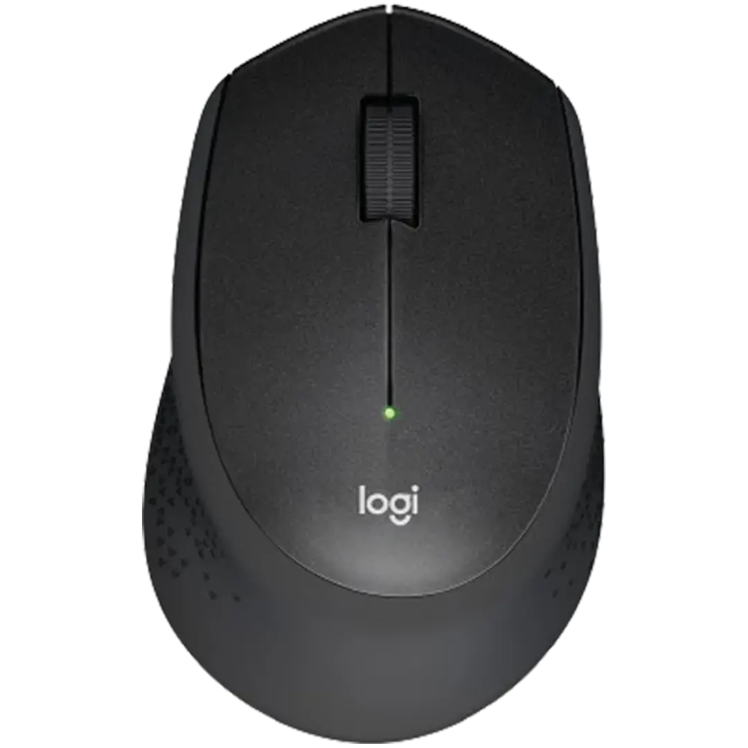 The Logitech M330 Silent Plus, shown here in black, excels in delivering a noiseless and fluid experience. This mouse is a frontrunner for the best Logitech mouse for work, ensuring undisturbed focus and all-day comfort with its silent clicking and smooth cursor control.