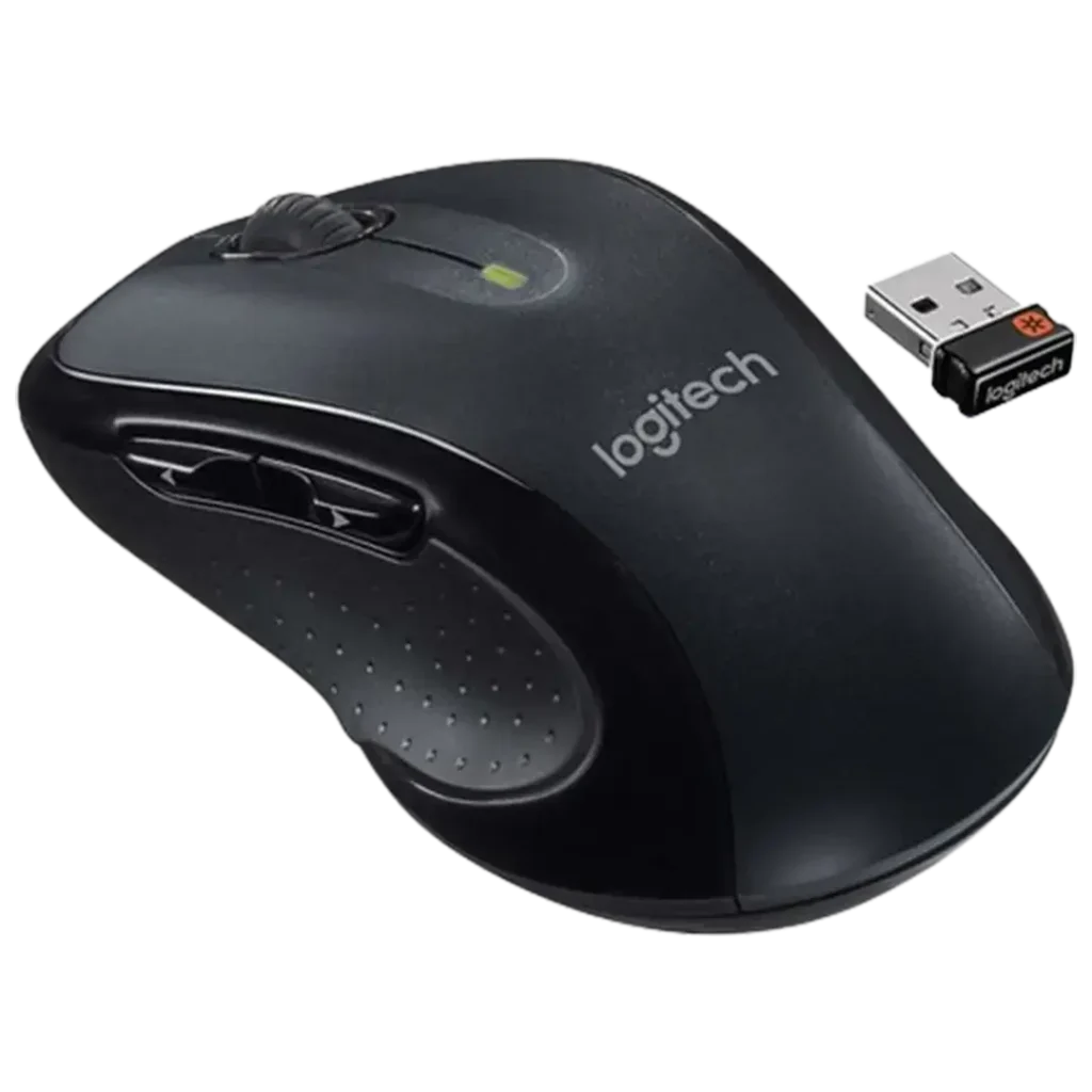 The Logitech M510 wireless mouse, presented in timeless grey, balances comfort with functionality. Recognized as one of the best Logitech mice for work, it offers a contoured shape and customizable controls to enhance productivity.