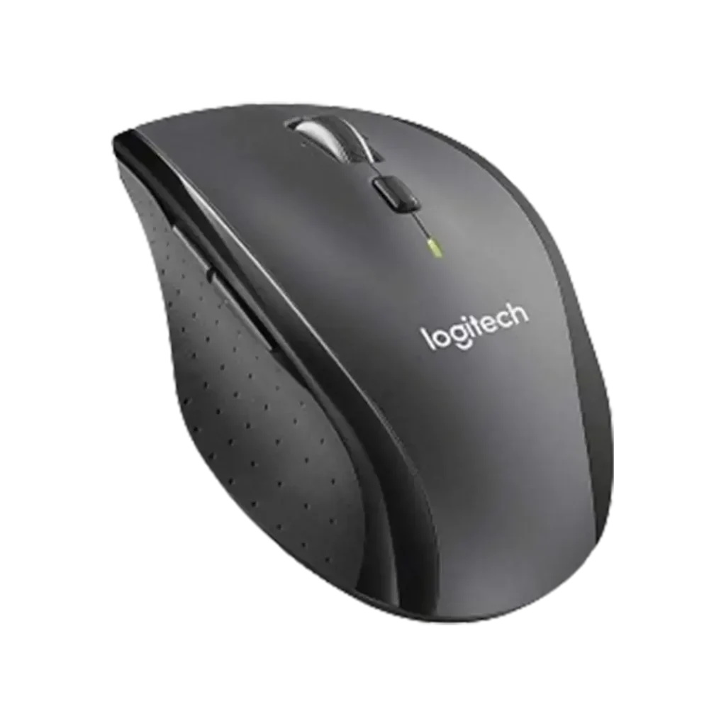The Logitech M705 Marathon wireless mouse, captured here in charcoal black, is engineered for lasting comfort and extended battery life. It stands out as the best Logitech mouse for work, particularly for those who demand endurance without sacrificing comfort during long work periods.