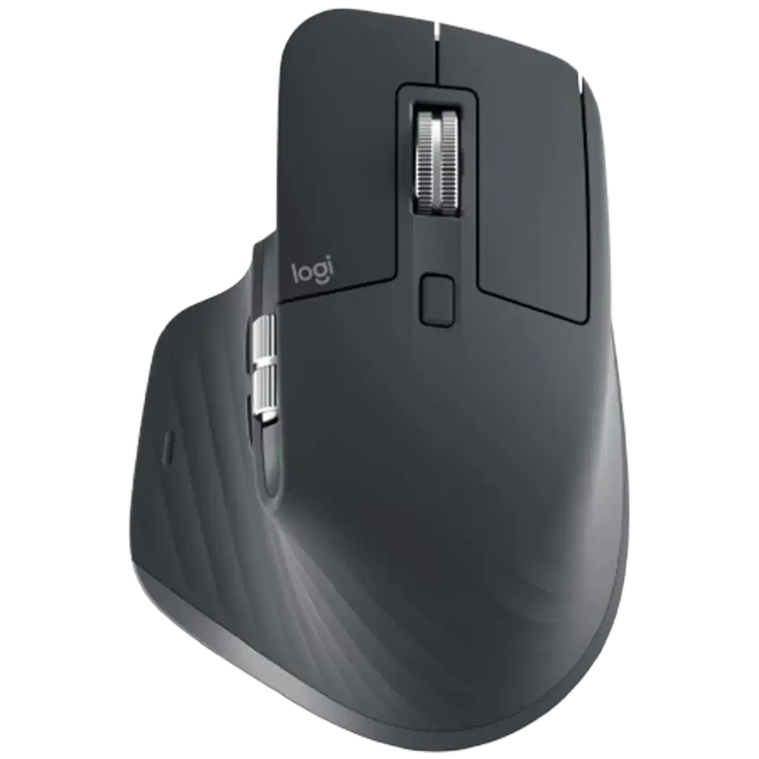 Displaying its side profile, the Logitech MX Master 3S reveals the thoughtful ergonomics behind its design. With its side scroll wheel and back/forward buttons, it's tailored for efficient workflow, truly one of the best Logitech mice for work.