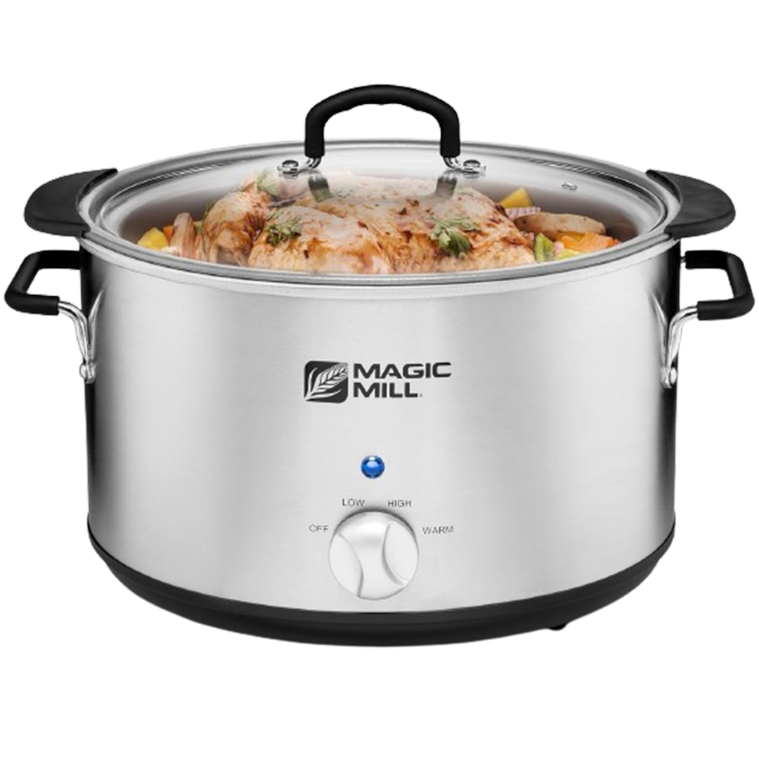 Opt for Magic Mill's best quart slow cooker with its stainless steel design and versatile low, high, and warm settings for perfect meal timing.