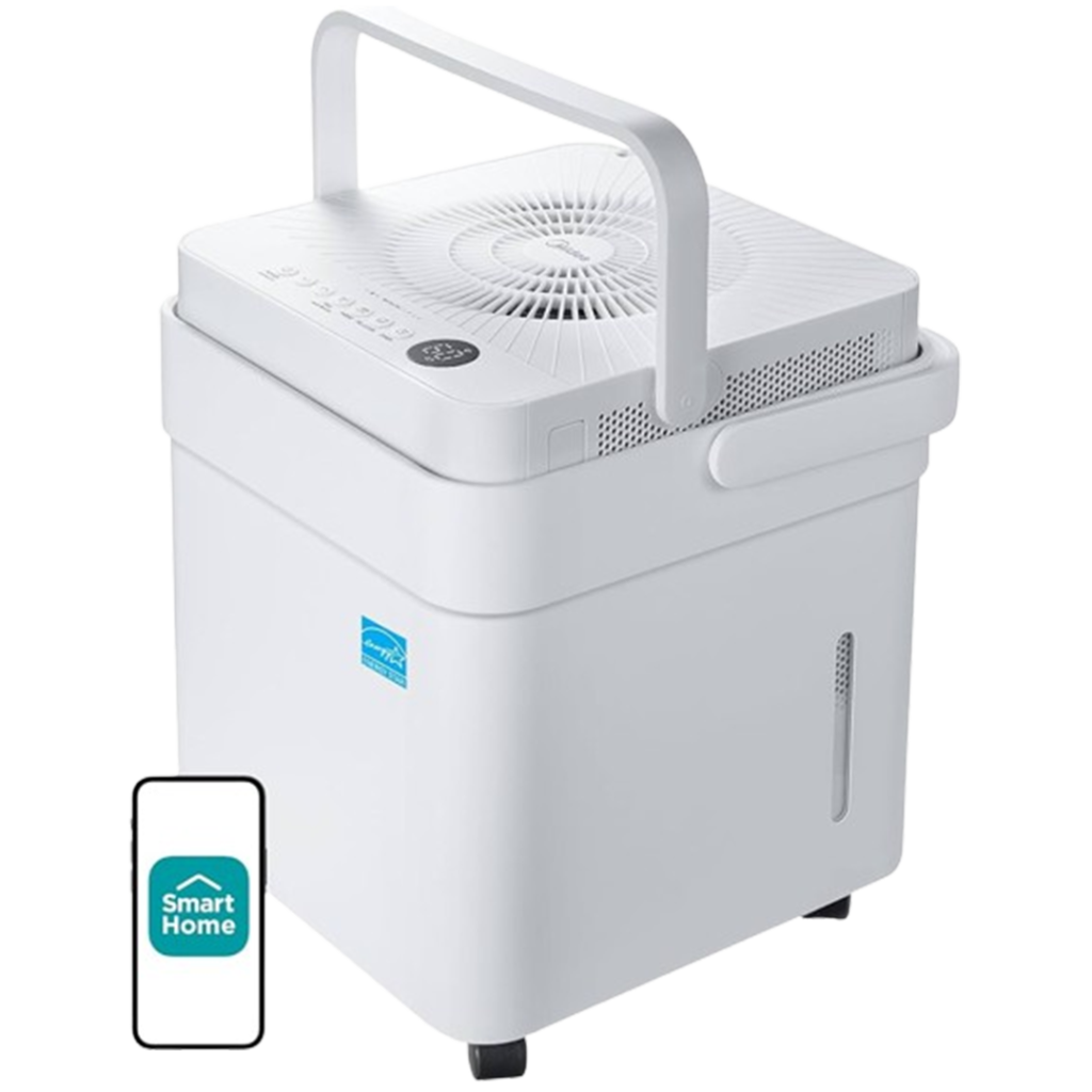 The Midea 50-Pint Cube Dehumidifier is recognized for its best dehumidifier for camper accolade, thanks to its innovative design and high efficiency.
