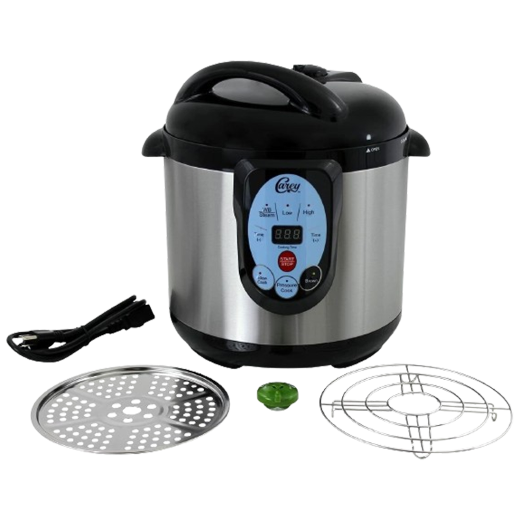 The Carey Digital Pressure Cooker is considered the best electric pressure cooker for canning, offering precise temperature controls for all your home canning needs.