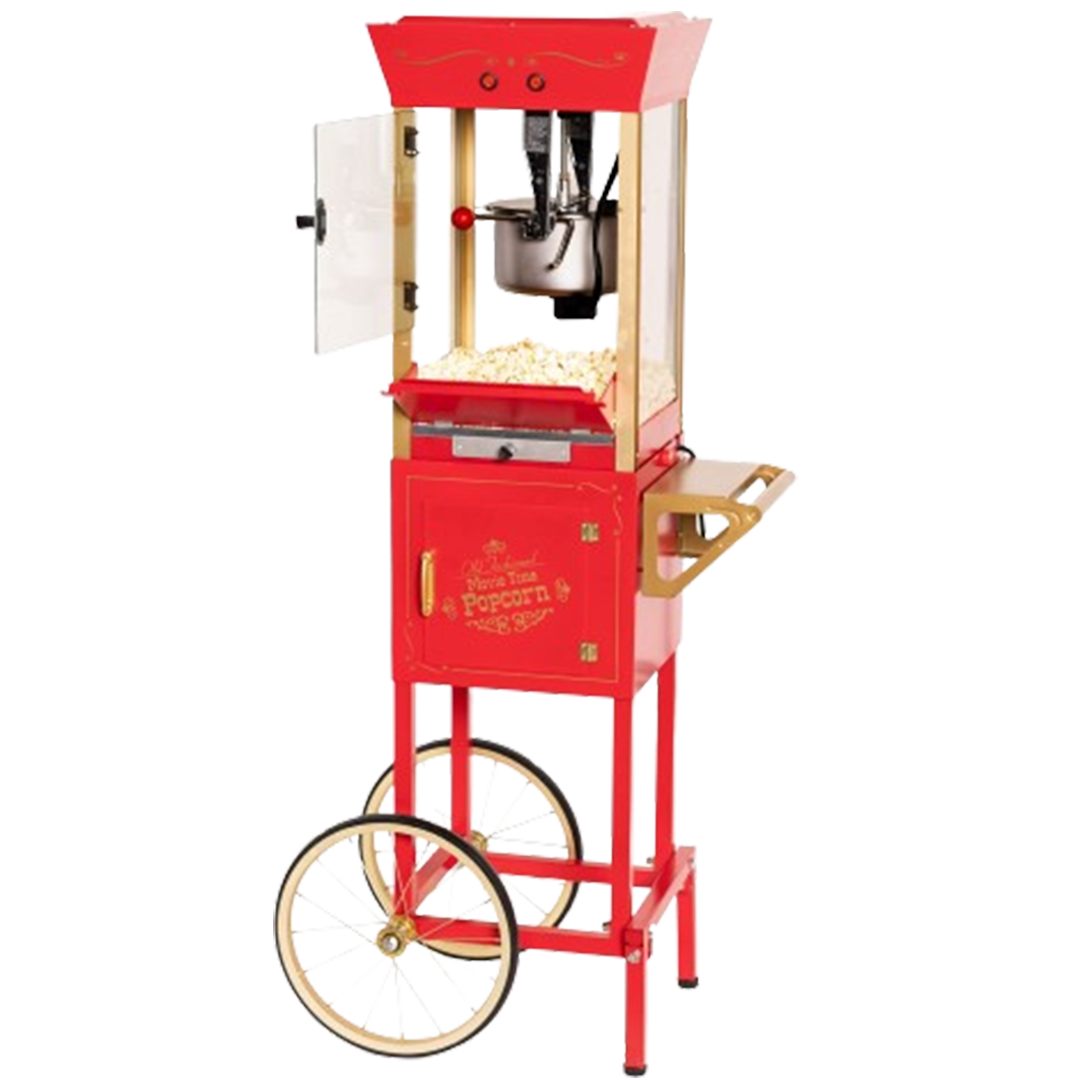 This nostalgic red Nostalgia popcorn maker machine, complete with a vintage popcorn cart design, is the best air popcorn maker for adding a touch of retro to your movie nights.