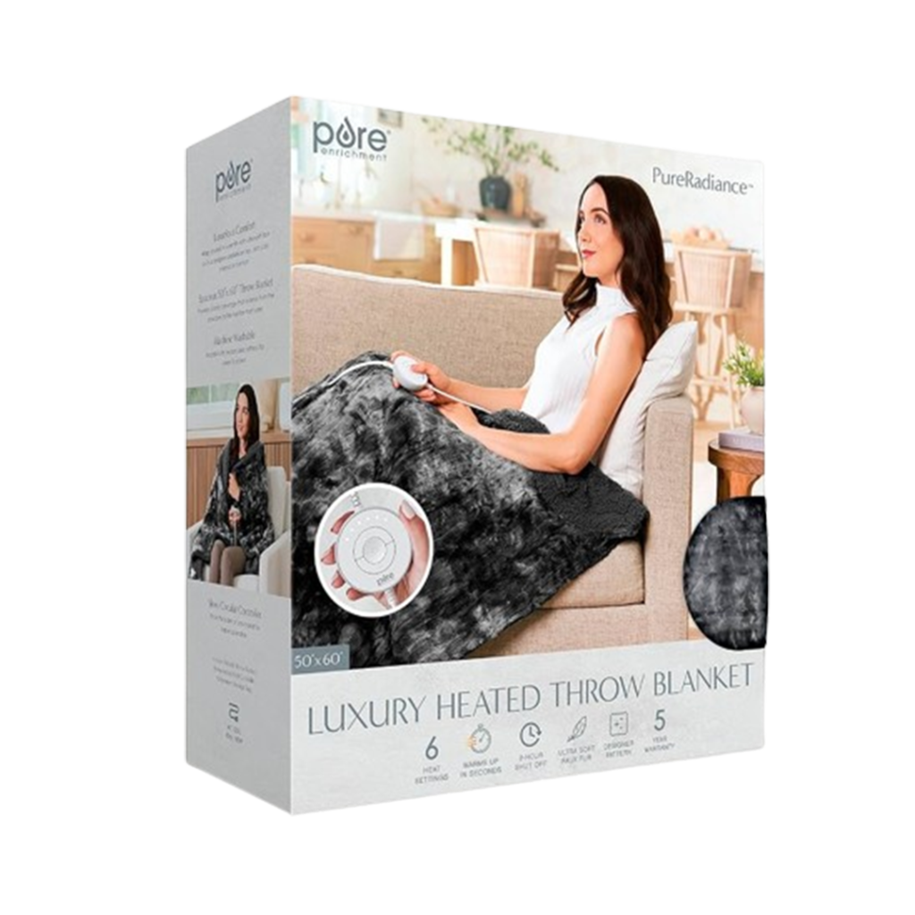Pure Enrichment’s Luxury Heated Throw offers an elegant and warm solution, setting the bar for what a best cordless electric blanket should be.