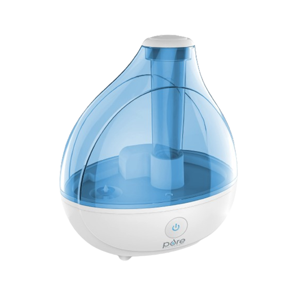 The Pure Enrichment MistAire Ultrasonic is featured here as one of the best plant humidifiers, with a striking blue water tank for clear visibility.