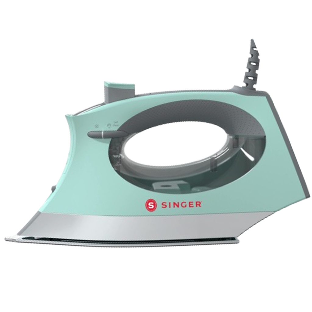 The SINGER Mint SteamCraft Plus Iron, in its distinctive mint color, offers advanced steam capabilities, qualifying as one of the best steam irons for quilting.