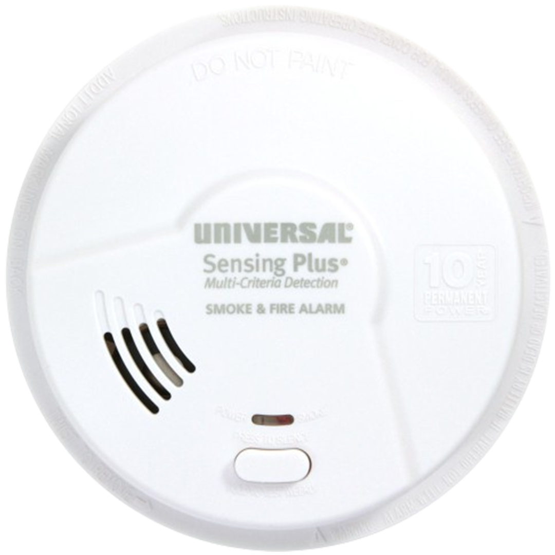 Showcasing the USI AMIB3051SC best smoke and CO detector, which features Sensing Plus technology for accurate detection and a 10-year permanent power for long-lasting reliability.