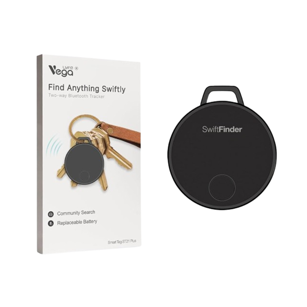 The Vega Lyfe ST21 key finder on a keyring, a prime choice for Android users, offering robust features to ensure your keys are always within reach.