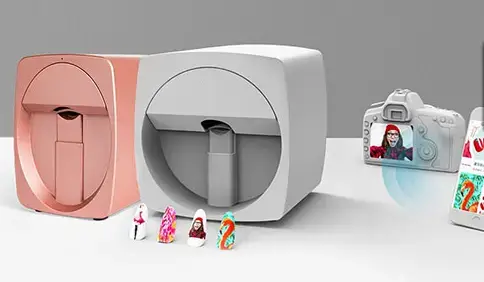 An array of digital nail art printers in different colors, showcasing the versatility and working mechanism of digital nail art printers that offer customized nail art designs.