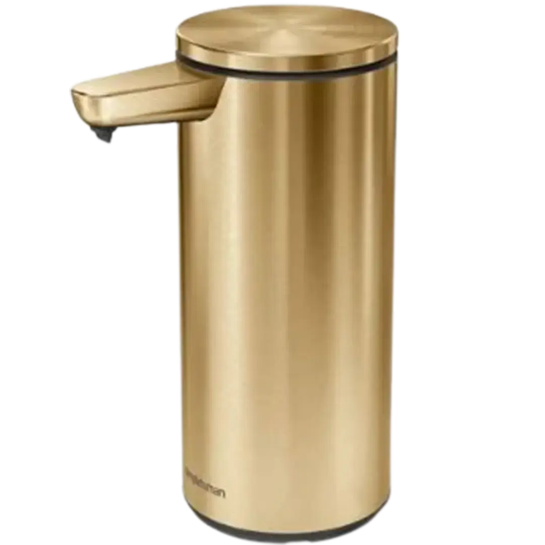 The premium Simplehuman automatic soap dispenser, best-rated for its performance and gold-toned sophistication.