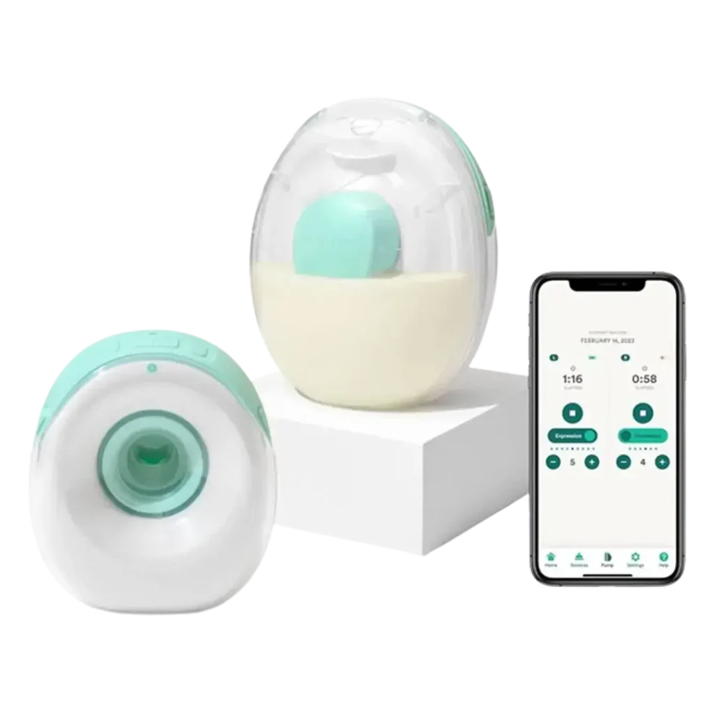 The Willow Go wearable breast pump pictured here exemplifies convenience, with its compact design and smartphone connectivity, marking it as a strong candidate for the best affordable wearable breast pump.